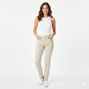 Good American Good Classic Jeans Size 8 Bone Color High Rise, Straight Leg Denim